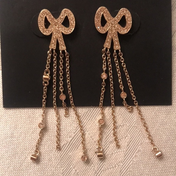 Brand New Coach Gold Tone Bow Dangly Earrings - Picture 6 of 8